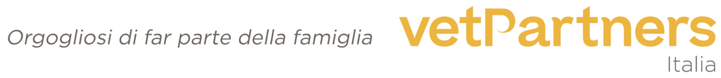 Primo piano di un cane che dà il cinque a una persona, entrambi felici. Il logo VetPartners Italia appare nell'angolo in basso a destra insieme alla frase "Lavora con noi.